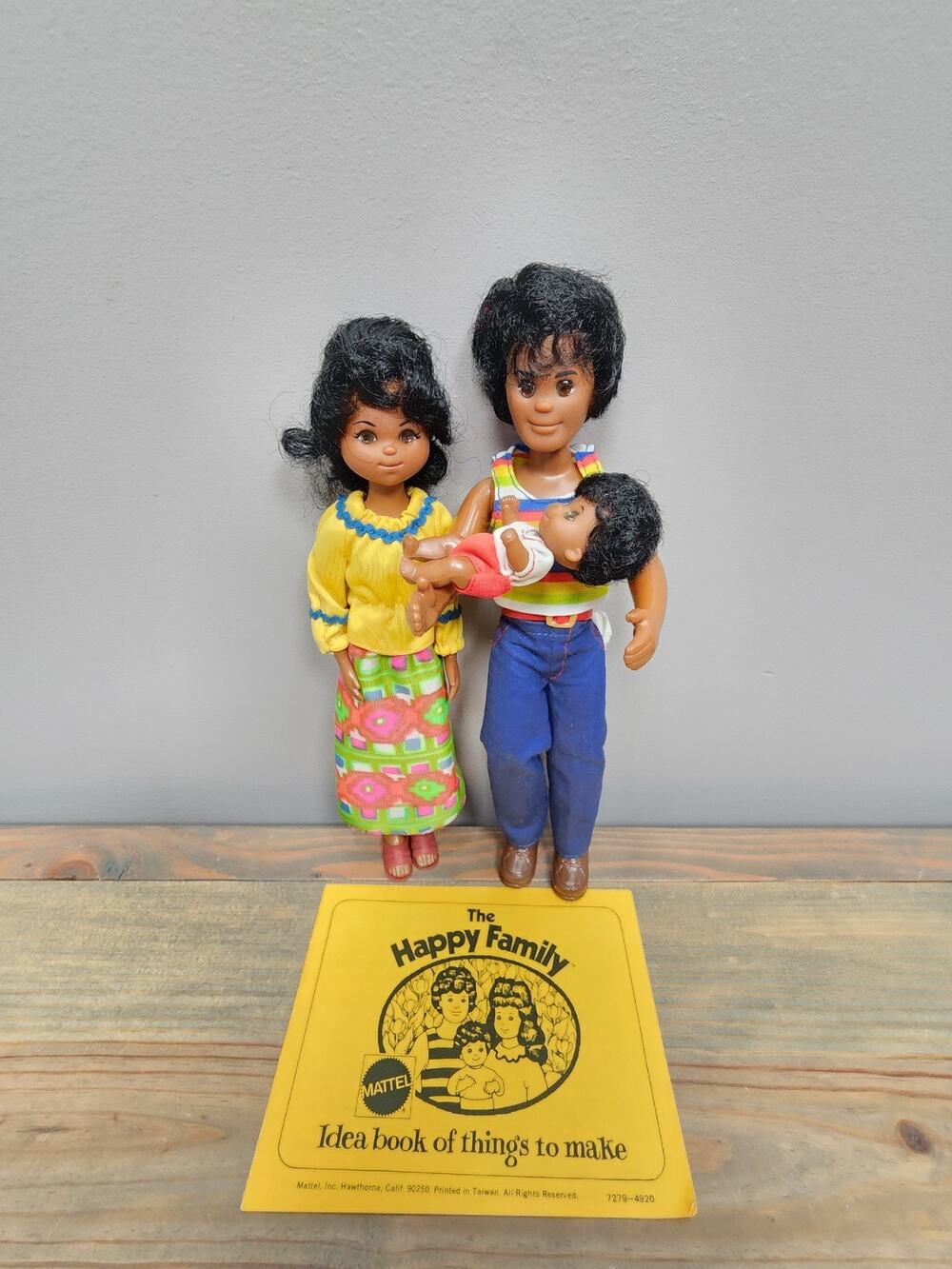 The Sunshine Family 1973 African American Black Doll Set w/Clothes Baby Mattel